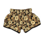 Steampunk Chamomile Pattern Print Muay Thai Boxing Shorts