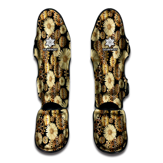 Steampunk Chamomile Pattern Print Muay Thai Shin Guard