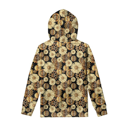 Steampunk Chamomile Pattern Print Pullover Hoodie