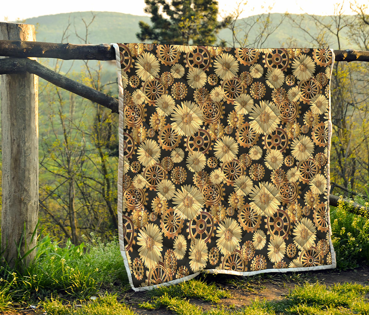 Steampunk Chamomile Pattern Print Quilt