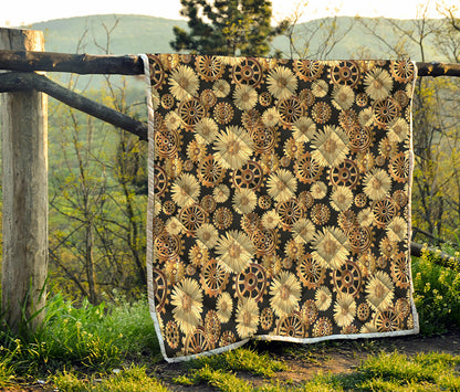 Steampunk Chamomile Pattern Print Quilt