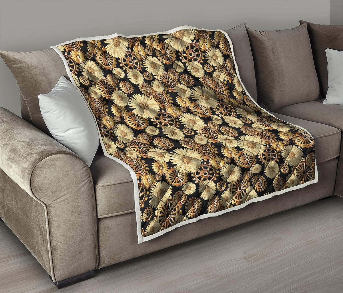 Steampunk Chamomile Pattern Print Quilt