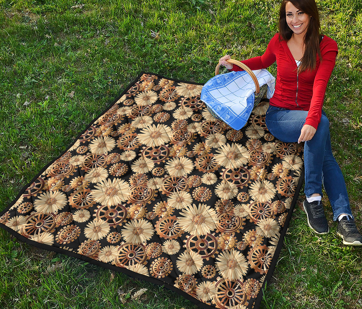Steampunk Chamomile Pattern Print Quilt