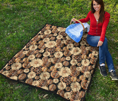 Steampunk Chamomile Pattern Print Quilt