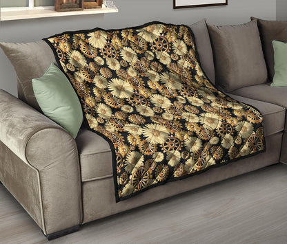 Steampunk Chamomile Pattern Print Quilt
