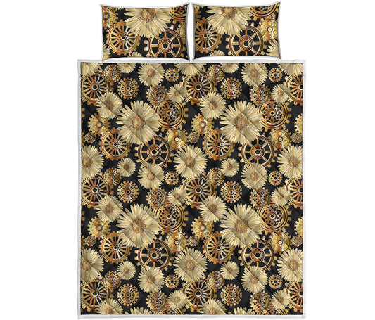 Steampunk Chamomile Pattern Print Quilt Bed Set