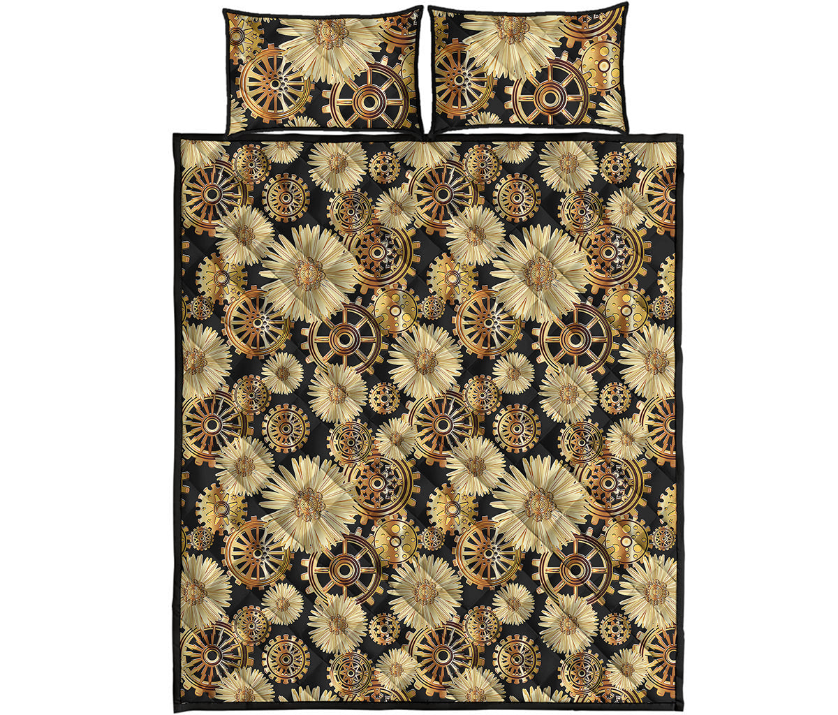 Steampunk Chamomile Pattern Print Quilt Bed Set