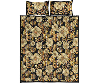 Steampunk Chamomile Pattern Print Quilt Bed Set