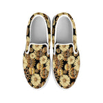 Steampunk Chamomile Pattern Print White Slip On Shoes