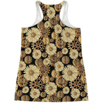 Steampunk Chamomile Pattern Print Women's Racerback Tank Top