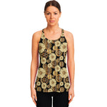 Steampunk Chamomile Pattern Print Women's Racerback Tank Top