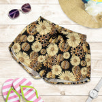 Steampunk Chamomile Pattern Print Women's Shorts