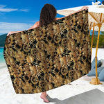 Steampunk Clock Gears Print Beach Sarong Wrap