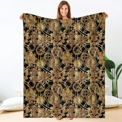 Steampunk Clock Gears Print Blanket
