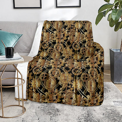 Steampunk Clock Gears Print Blanket
