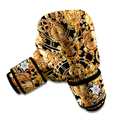 Steampunk Clock Gears Print Boxing Gloves