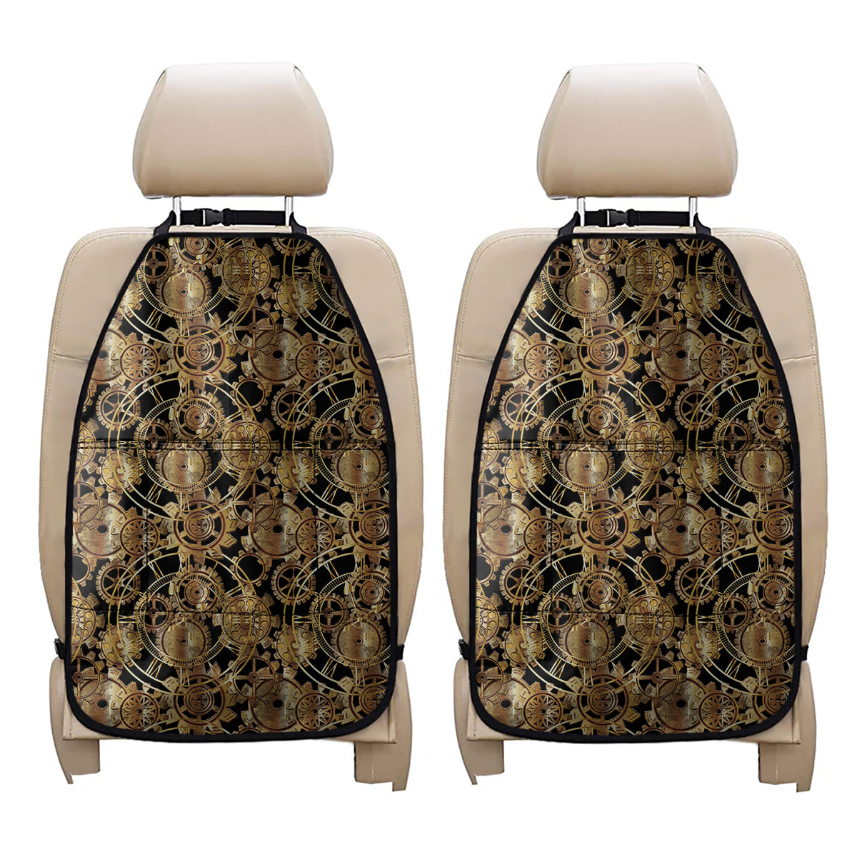 Steampunk Clock Gears Print Car Seat Organizers