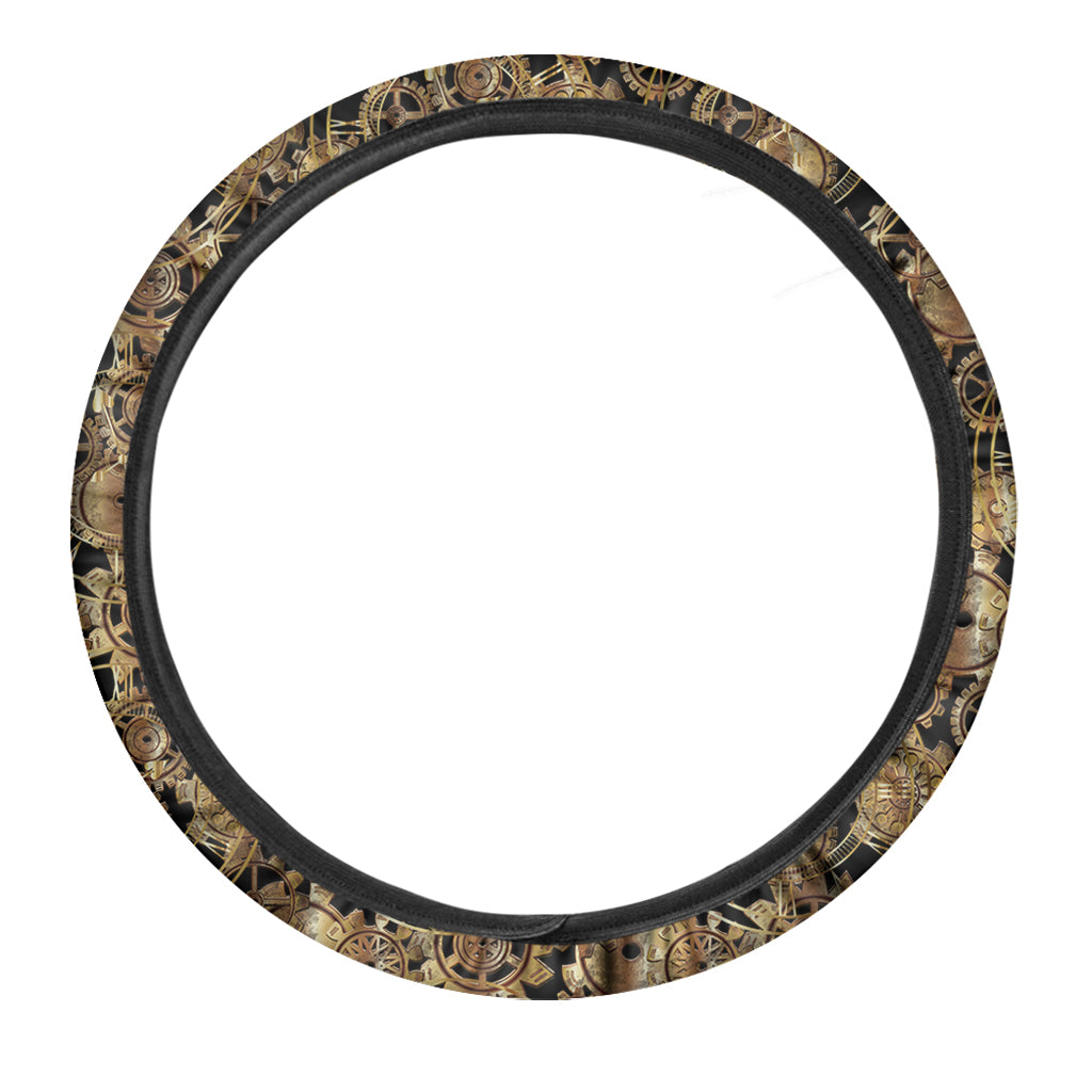 Steampunk Clock Gears Print Car Steering Wheel Cover