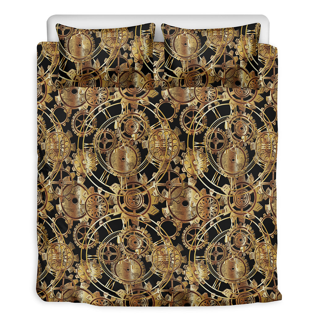 Steampunk Clock Gears Print Duvet Cover Bedding Set