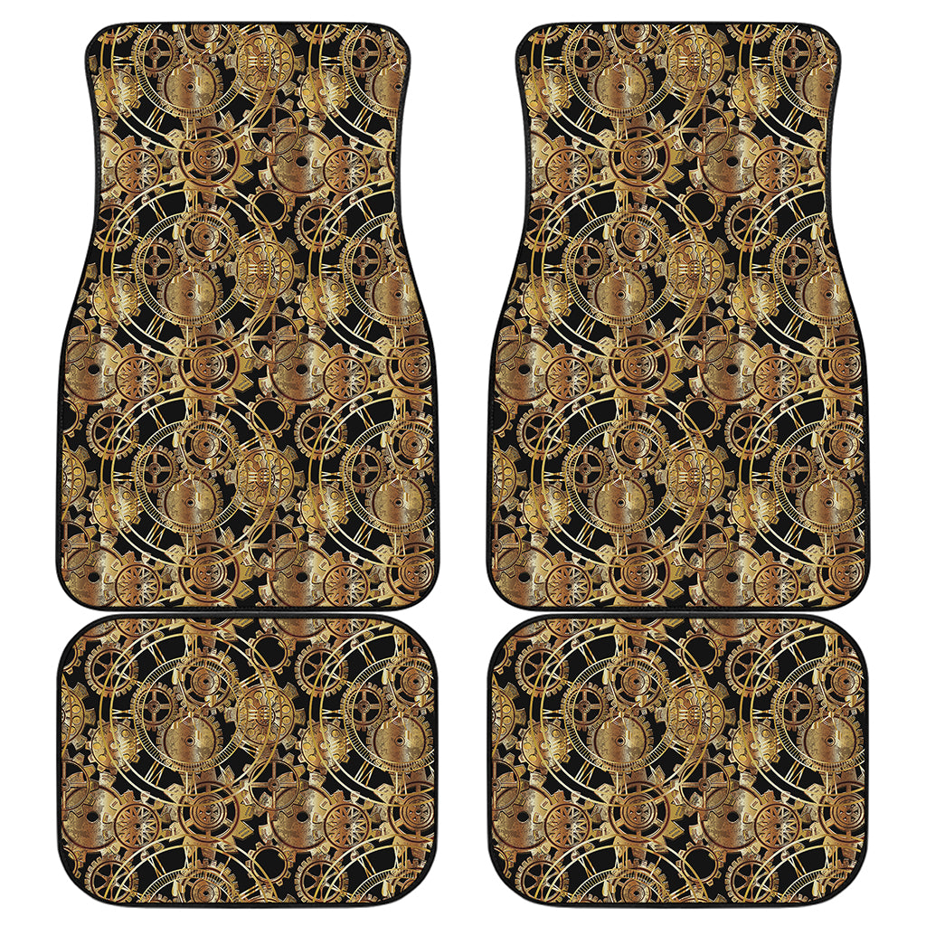 Steampunk Clock Gears Print Front and Back Car Floor Mats