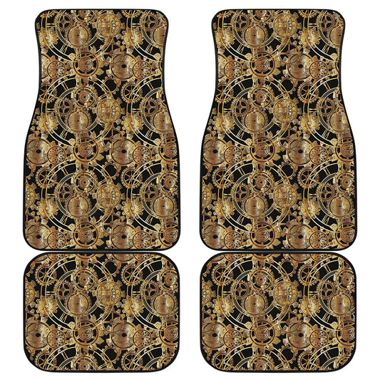Steampunk Clock Gears Print Front and Back Car Floor Mats