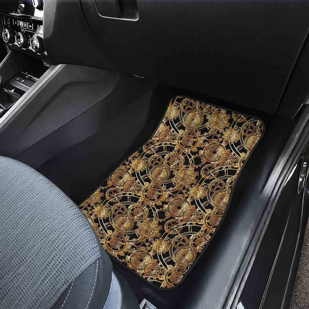 Steampunk Clock Gears Print Front and Back Car Floor Mats