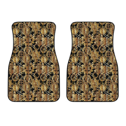 Steampunk Clock Gears Print Front Car Floor Mats