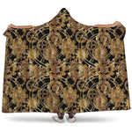 Steampunk Clock Gears Print Hooded Blanket