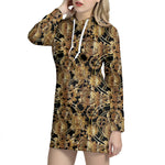 Steampunk Clock Gears Print Hoodie Dress