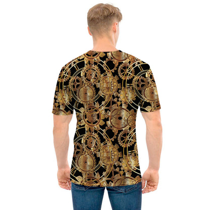Steampunk Clock Gears Print Men's T-Shirt