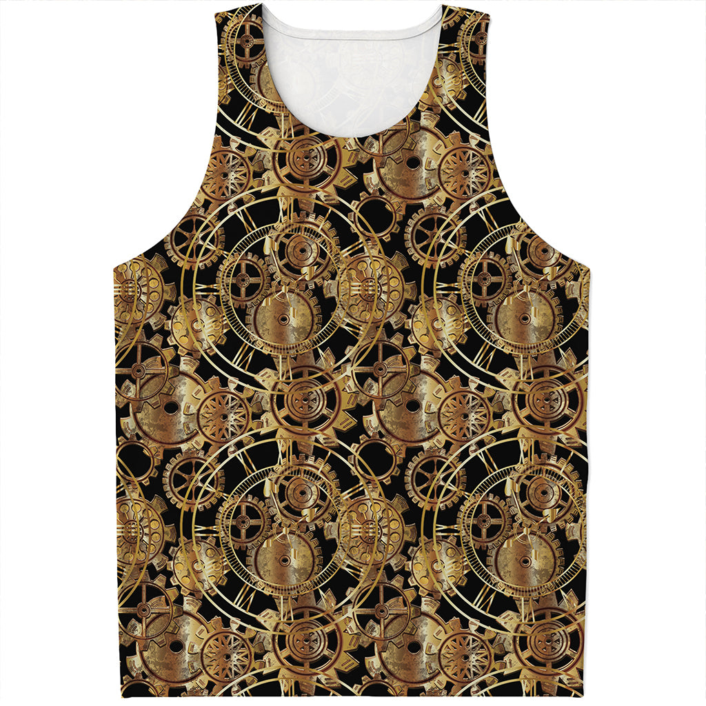 Steampunk Clock Gears Print Men's Tank Top