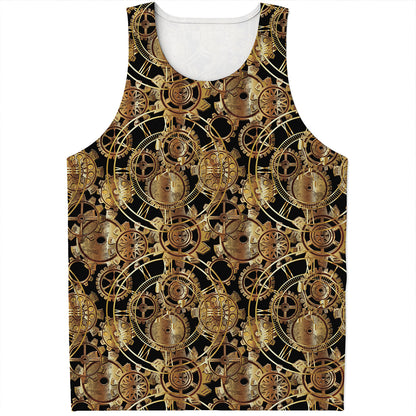 Steampunk Clock Gears Print Men's Tank Top