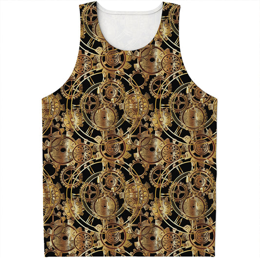 Steampunk Clock Gears Print Men's Tank Top