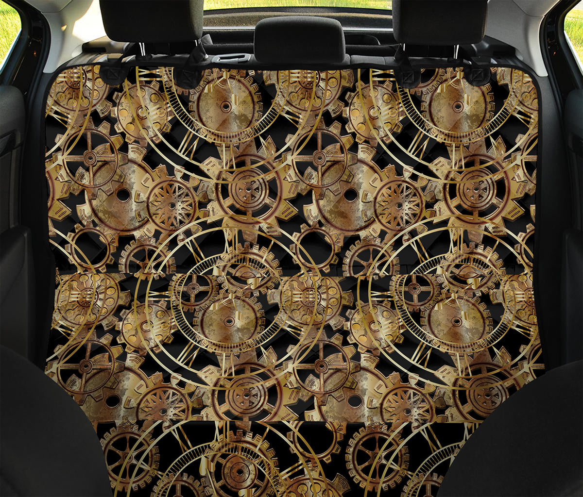 Steampunk Clock Gears Print Pet Car Back Seat Cover