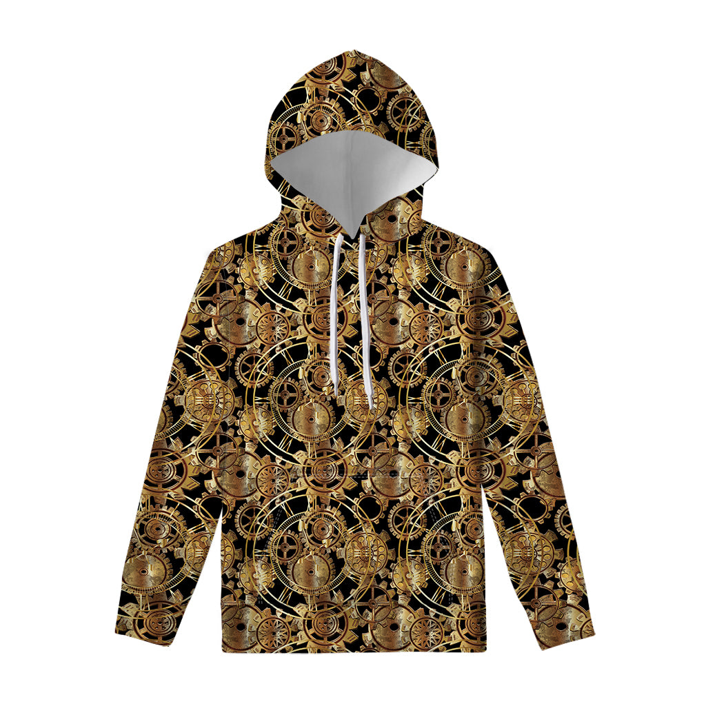 Steampunk Clock Gears Print Pullover Hoodie