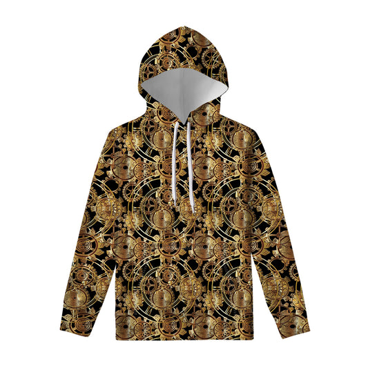 Steampunk Clock Gears Print Pullover Hoodie