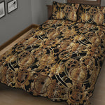 Steampunk Clock Gears Print Quilt Bed Set