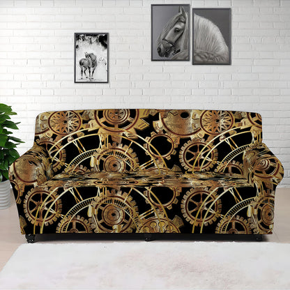 Steampunk Clock Gears Print Sofa Cover