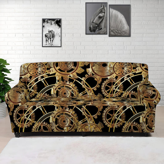 Steampunk Clock Gears Print Sofa Cover