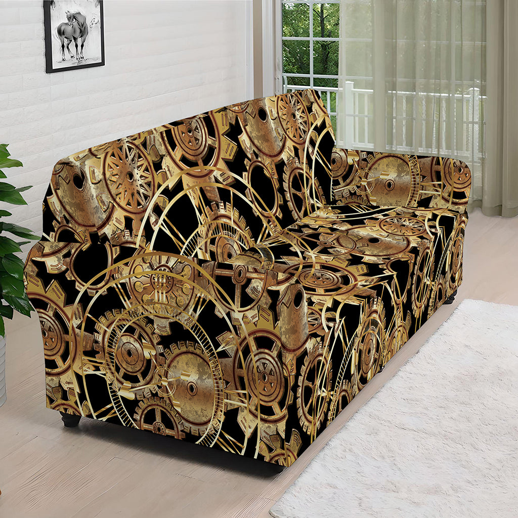 Steampunk Clock Gears Print Sofa Cover