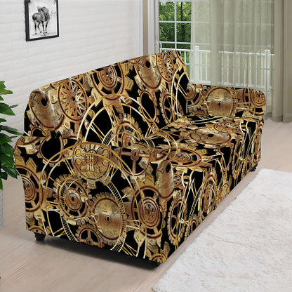 Steampunk Clock Gears Print Sofa Cover