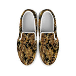 Steampunk Clock Gears Print White Slip On Shoes