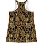 Steampunk Clock Gears Print Women's Racerback Tank Top