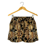 Steampunk Clock Gears Print Women's Shorts