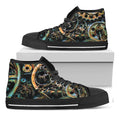 Steampunk Cogs And Gears Print Black High Top Sneakers