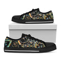 Steampunk Cogs And Gears Print Black Low Top Sneakers