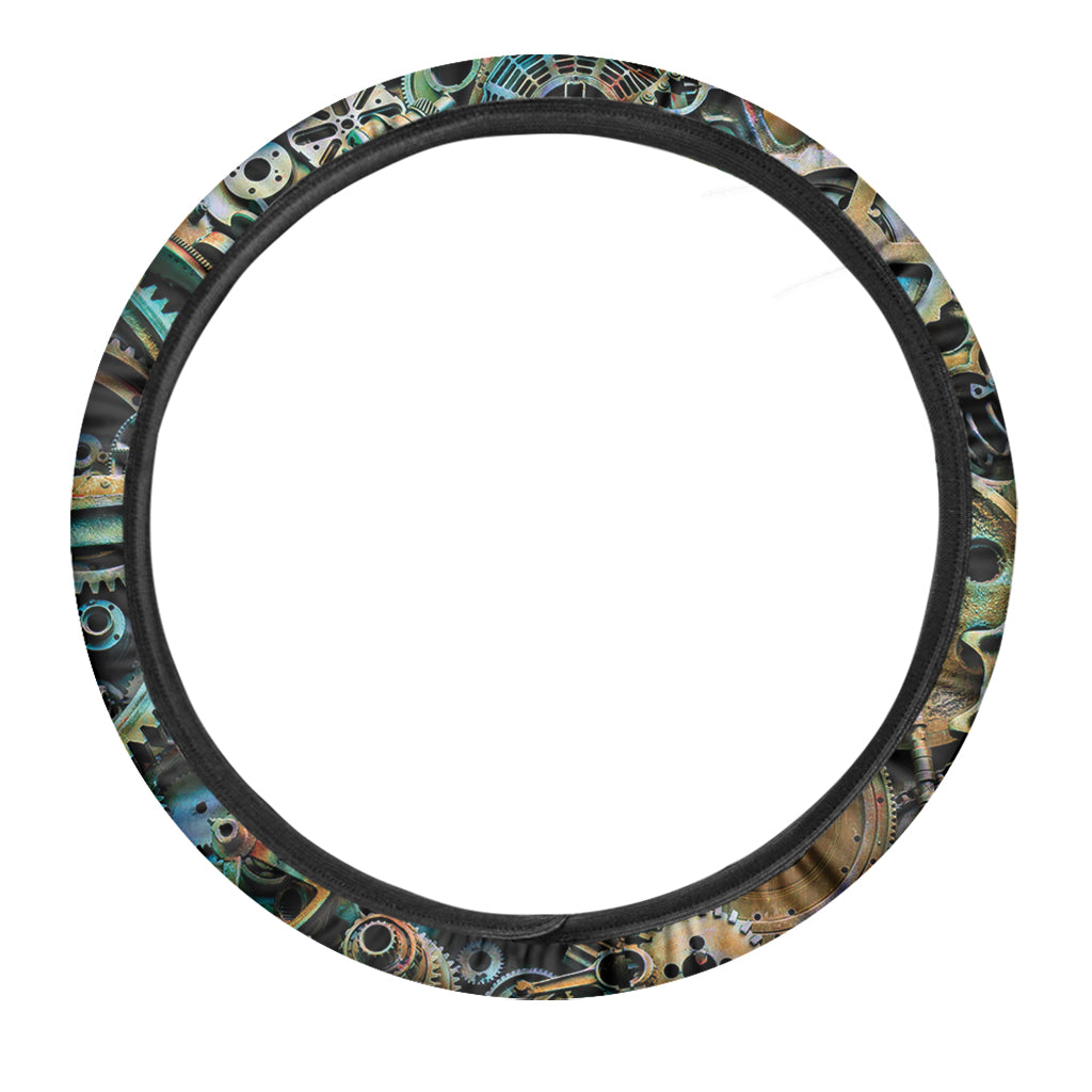 Steampunk Cogs And Gears Print Car Steering Wheel Cover
