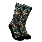 Steampunk Cogs And Gears Print Crew Socks