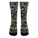 Steampunk Cogs And Gears Print Crew Socks