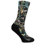 Steampunk Cogs And Gears Print Crew Socks